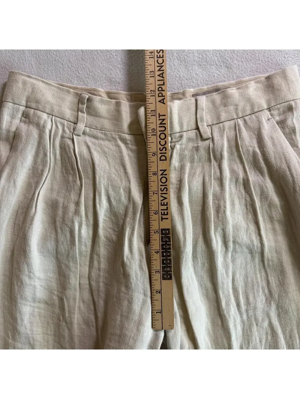 H&M Linen Wide Leg Pants Womens US 31 Fits Like 31X28 Beige Loose Trouser Casual